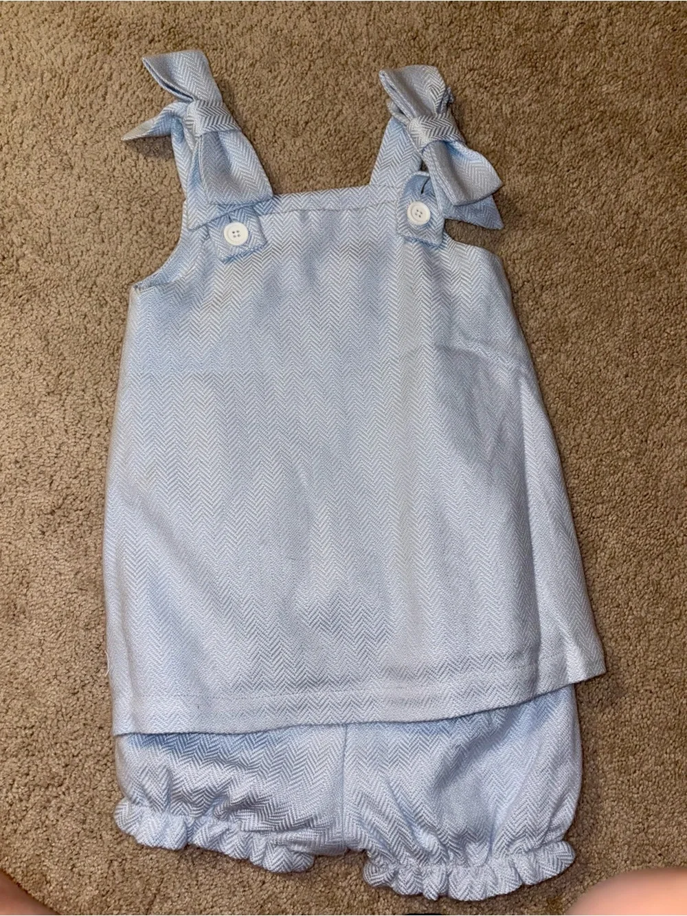 The Beaufort Bonnet Company girls Beale st blue herringbone set Sz5